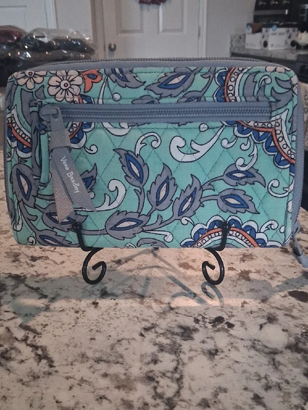 Vera Bradley Quilted Turn-Lock Wallet In Fan Floral - Picture 2 of 4